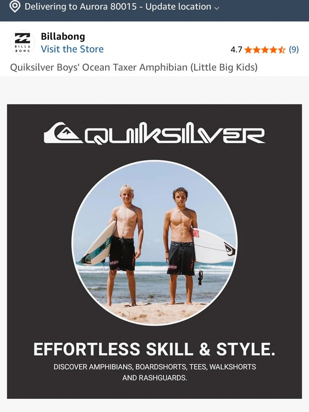 Quiksilver Kids Swim Trunks in Black and Light Gray